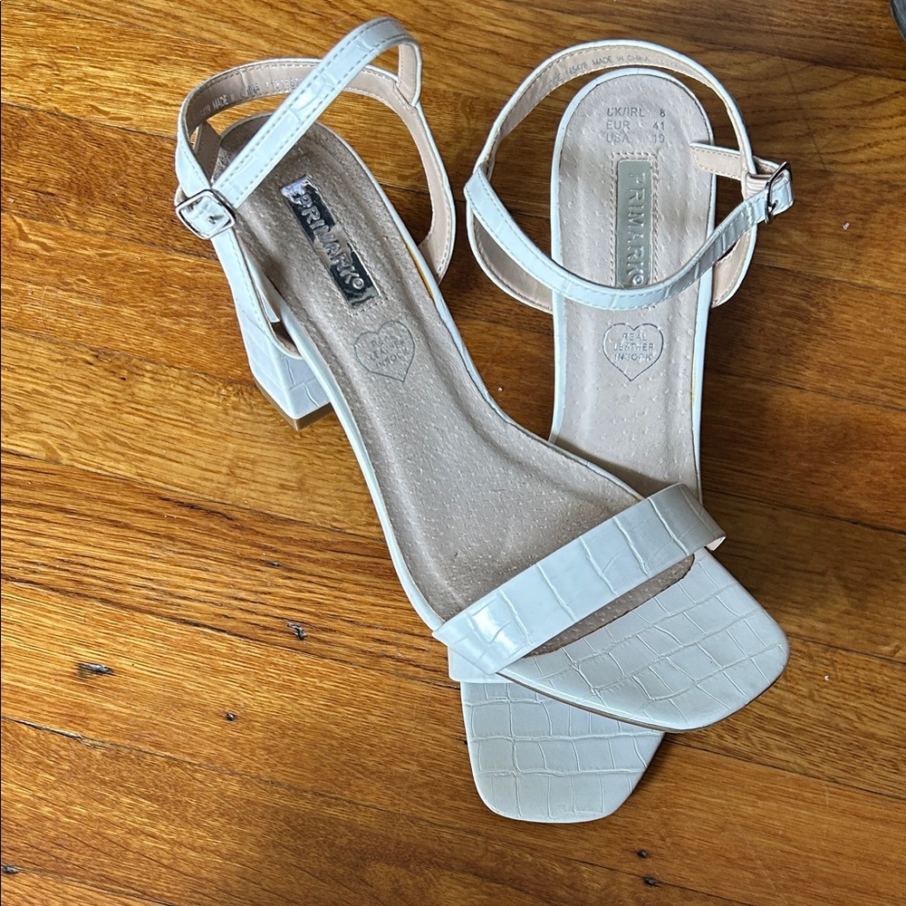 Primark White Block Heel Sandals